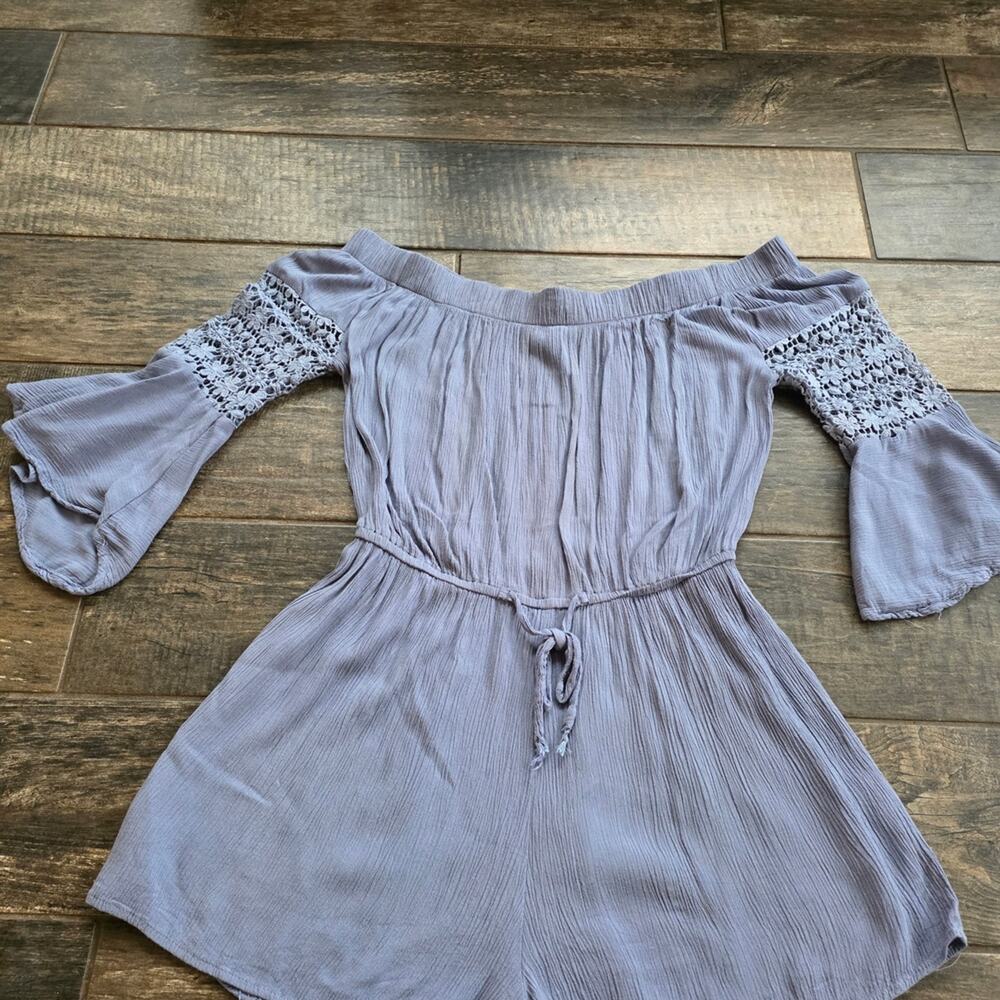 #465 Blush Textured Knit Romper In Blue